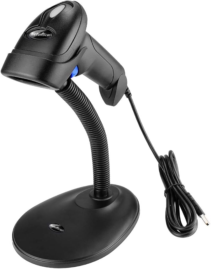 NetumScan Handheld USB QR Barcode Scanner, Wired Automatic 1D 2D Image Bar Code Reader with Adjustable Stand for Store, Supermarket, Warehouse (Wired) - Image 1